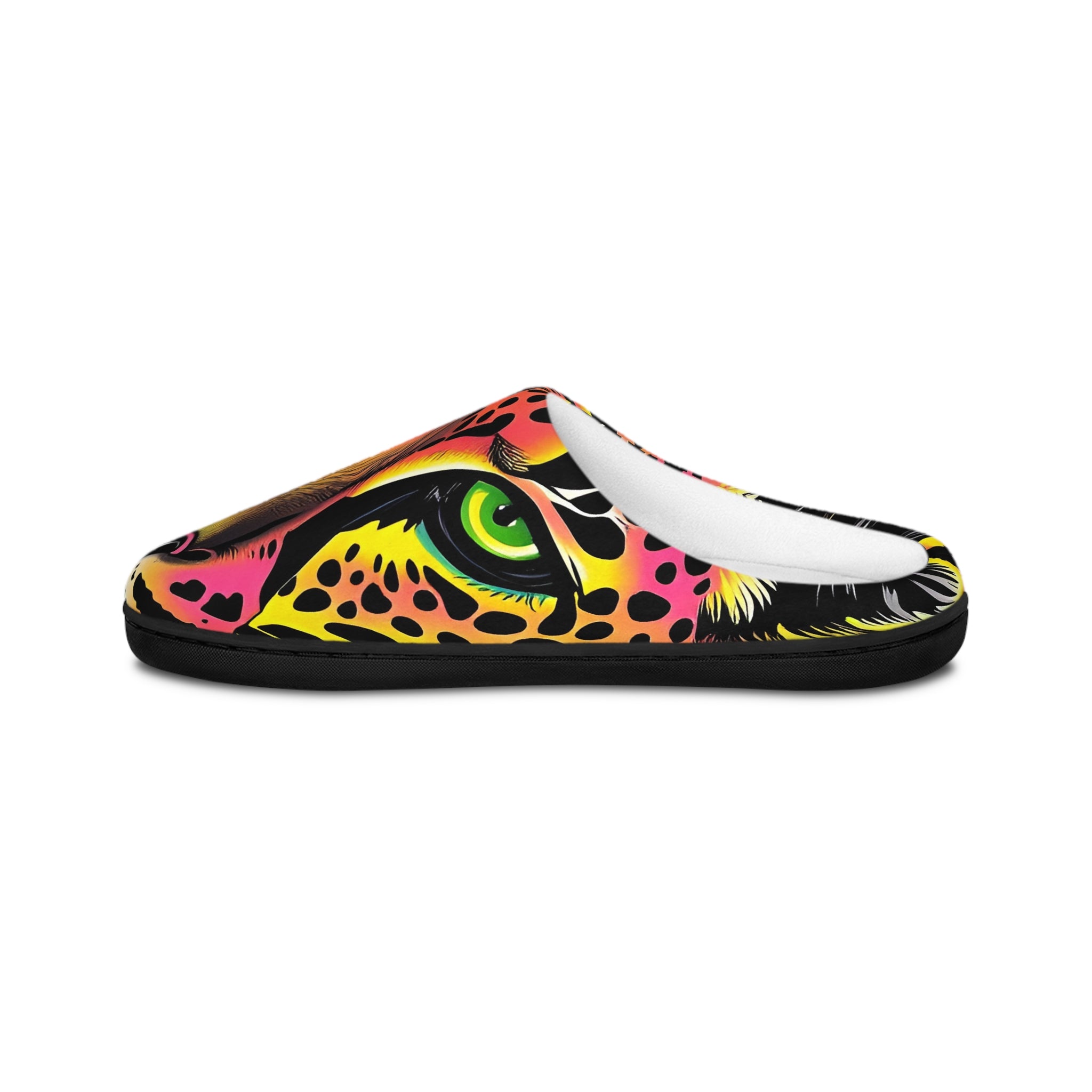 Men's Leopard Art Indoor Slippers — Colorful Neon Jungle Print