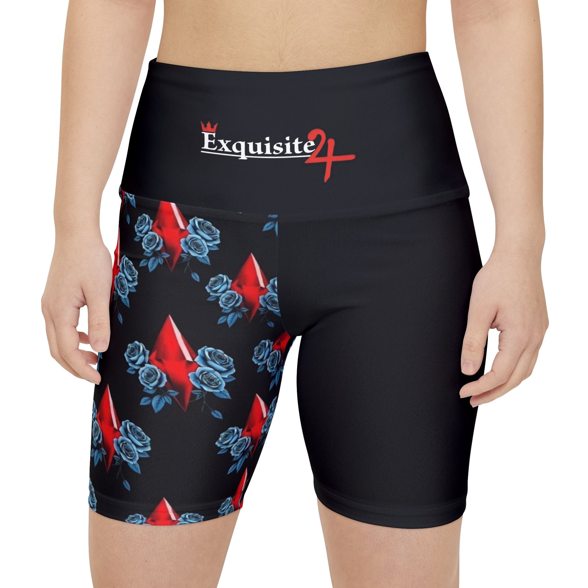 Red Jewel Blue Rose Women's Workout Shorts