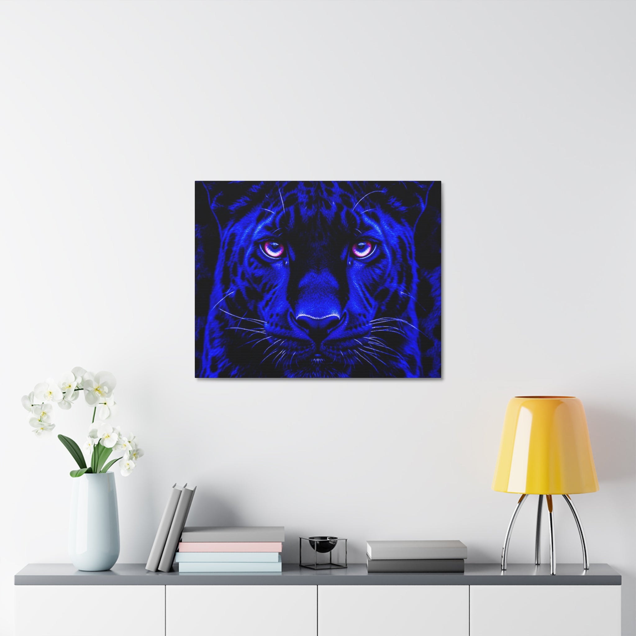 Blue Panther Stretched Canvas Wall Art