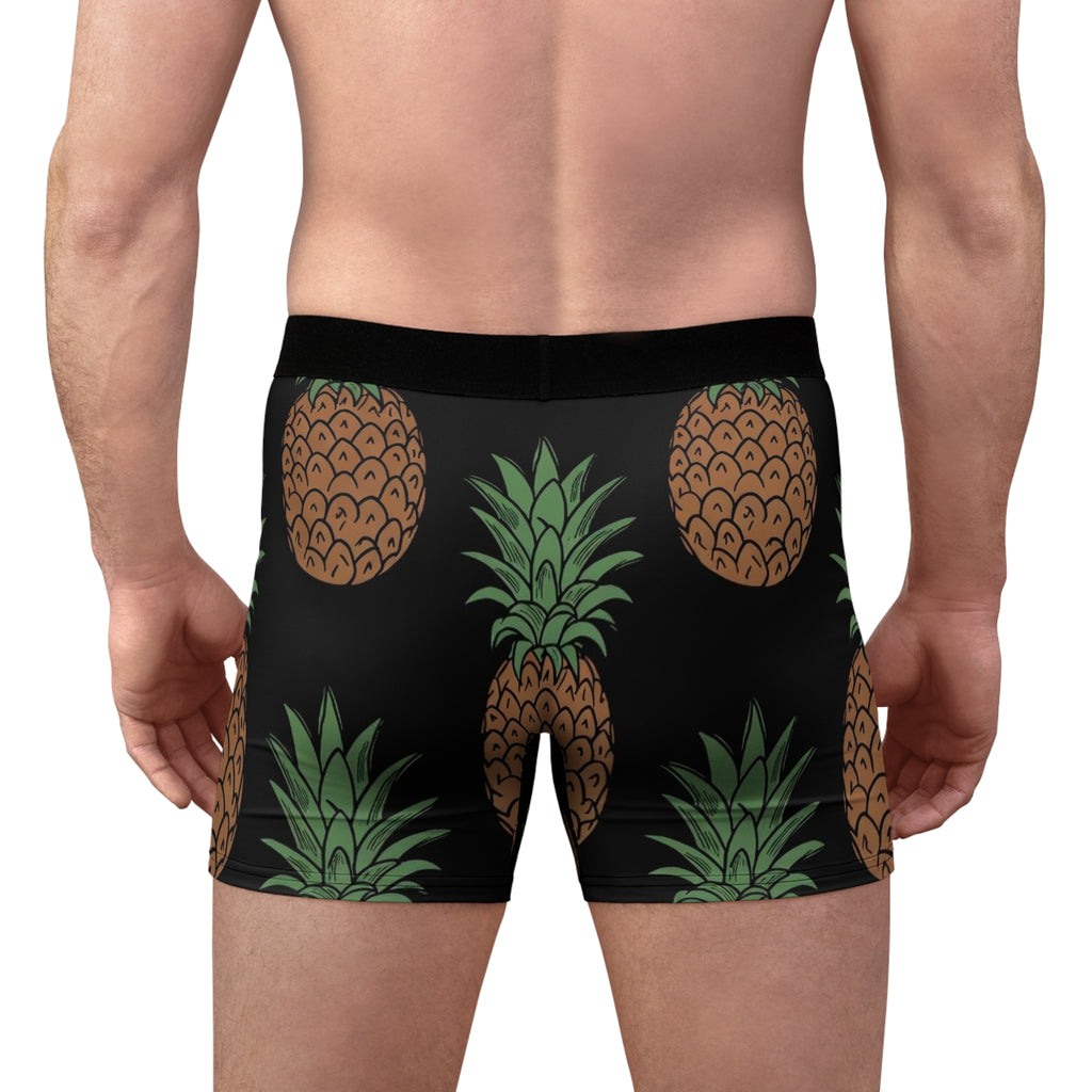 Pineapple Print Men's Boxer Briefs — Tropical All-Over Pattern
