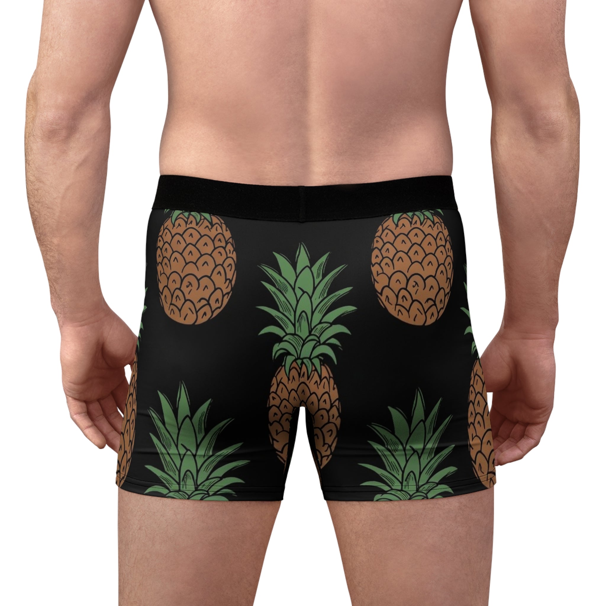Pineapple Print Men's Boxer Briefs — Tropical All-Over Pattern
