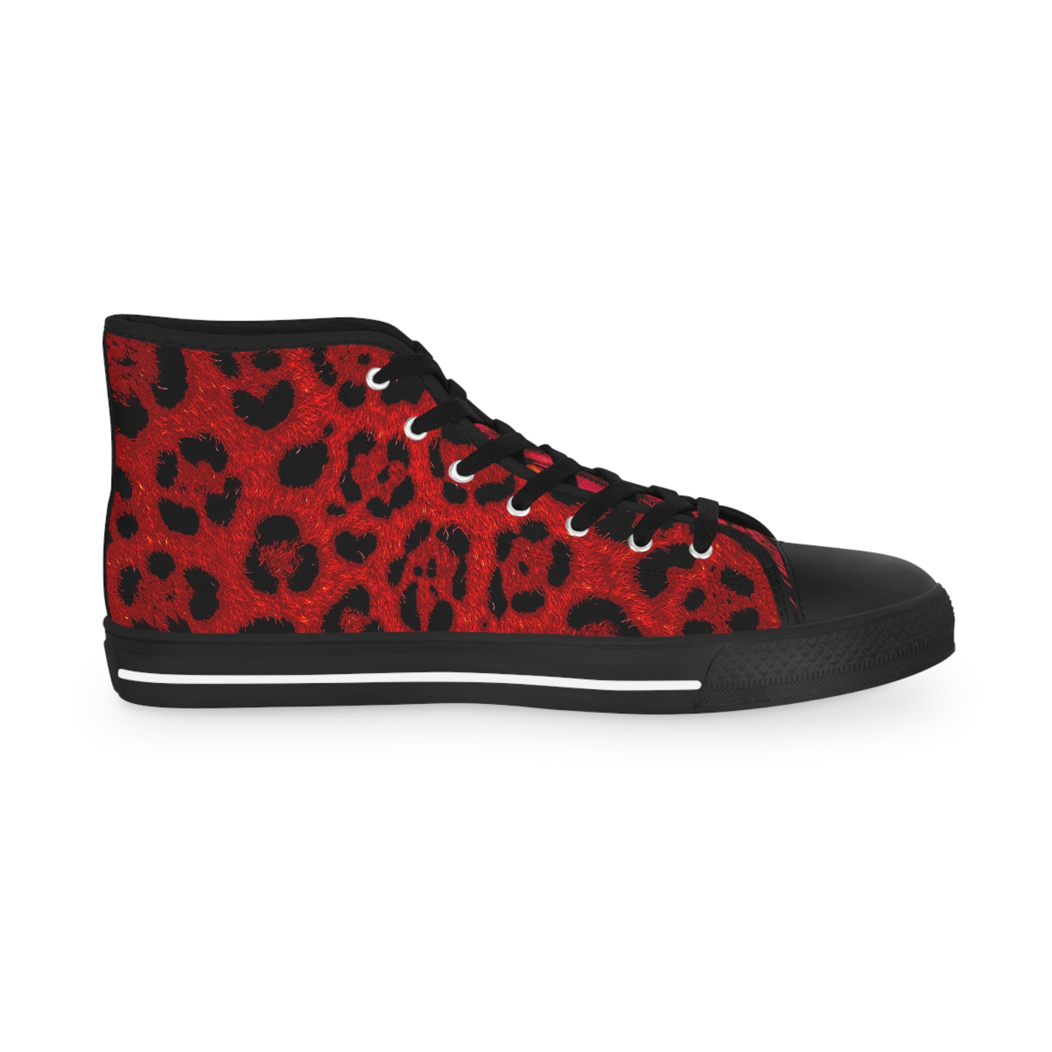Red Leopard Eyes High Top Sneakers — Bold Men's Statement Shoes