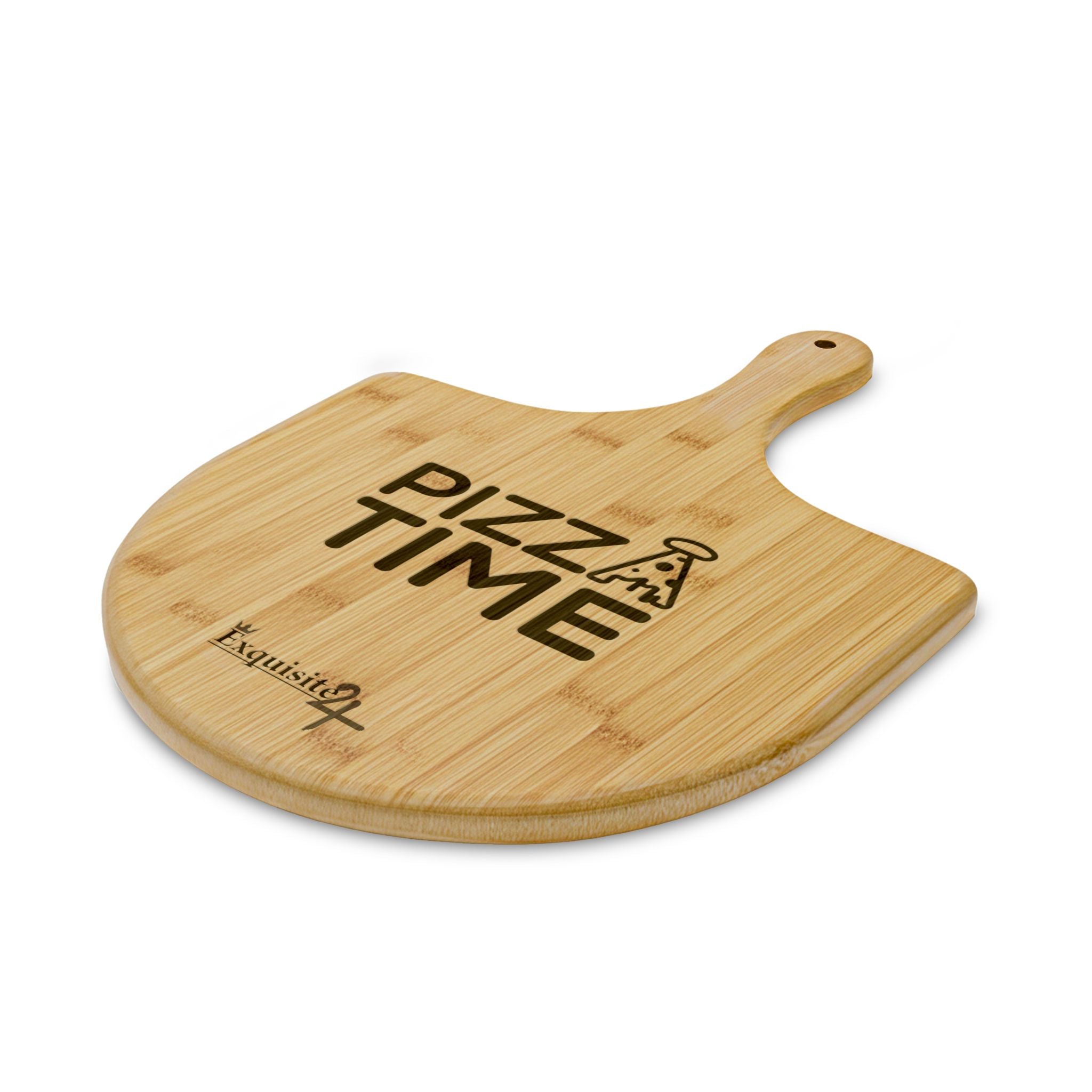 Bamboo Pizza Peel — Engraved "Pizza Time" Serving Board