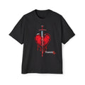 Oversized Graphic Tee — Bleeding Heart with Sword Design